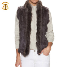 Hot Selling Women Knitting Rabbit Fur Vest with Raccoon Fur Collar